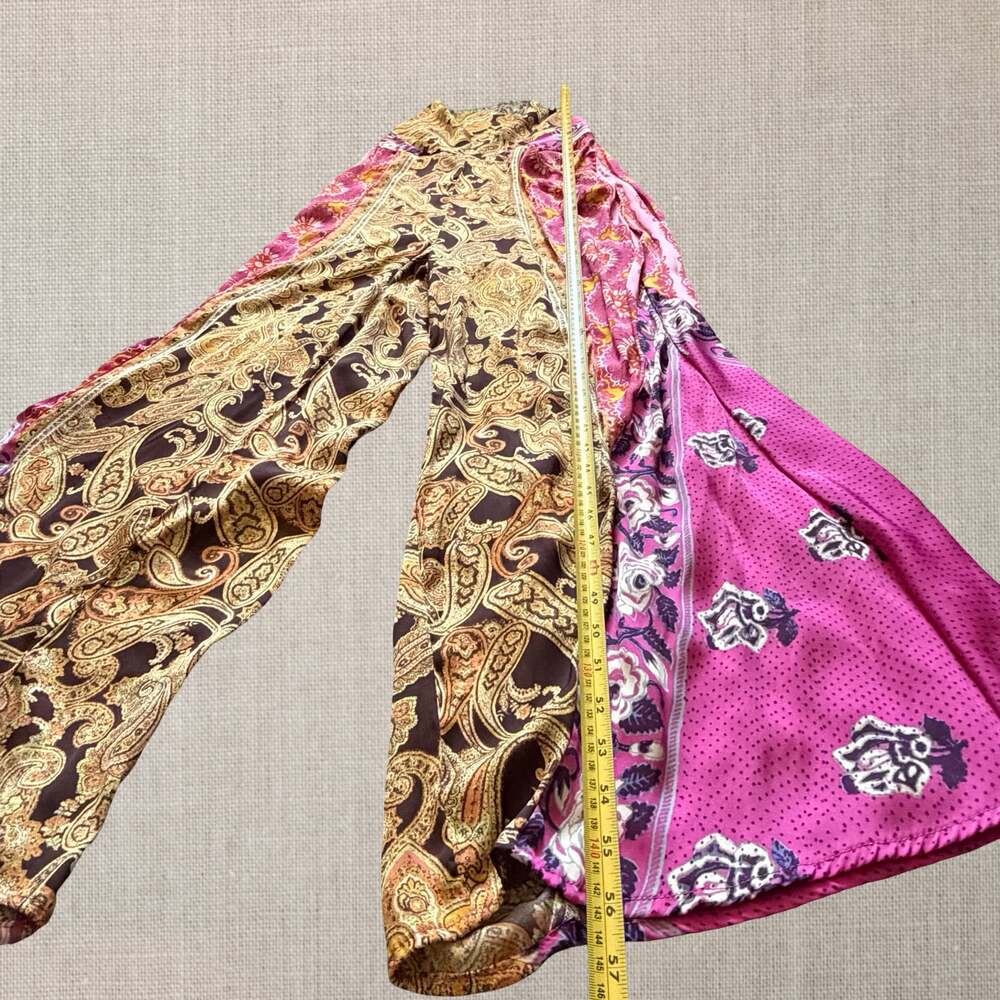 Free People Paisley Patchwork Wide Leg Halter Jumpsuit Boho Festival Hippie - S - Picture 4 of 9